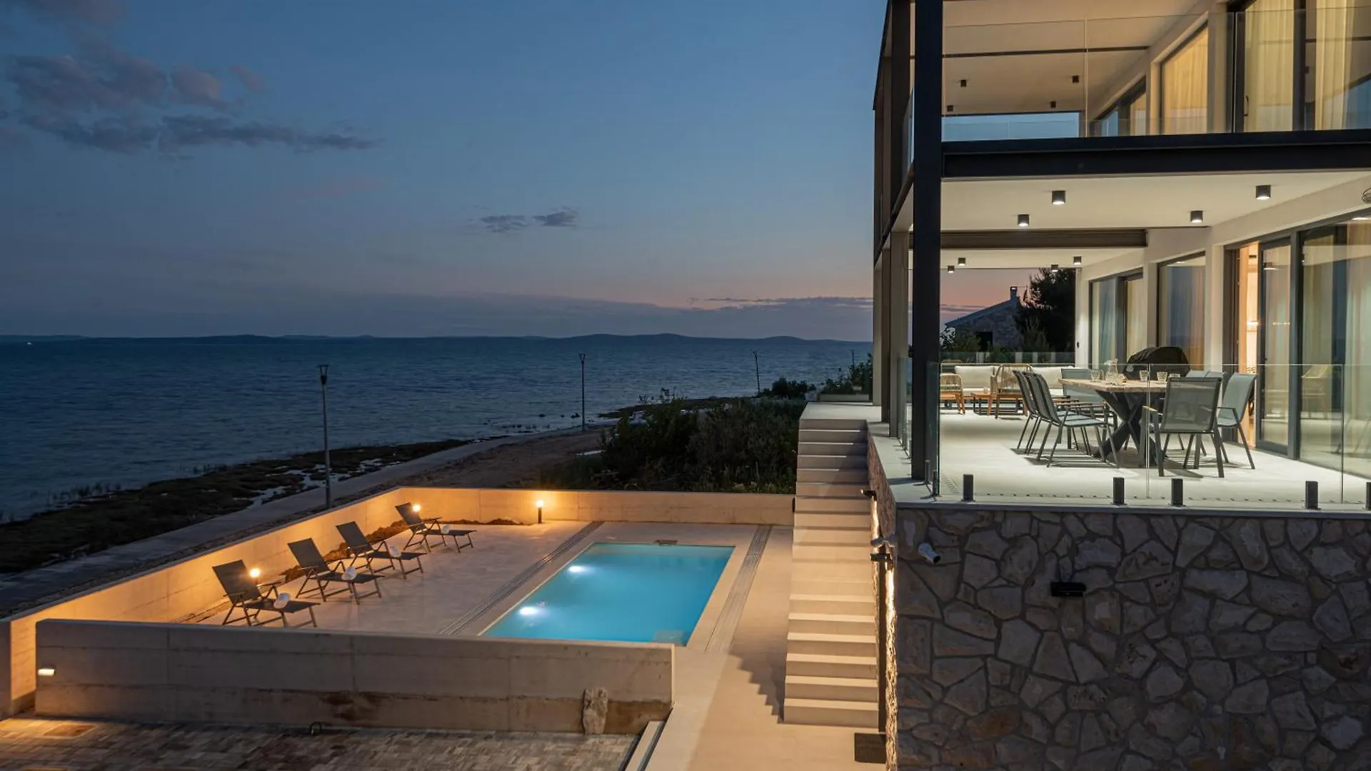 Luxury Seafront Villa Aurea - With Private Pool, Game Room & Stunning Sea Views Privlaka